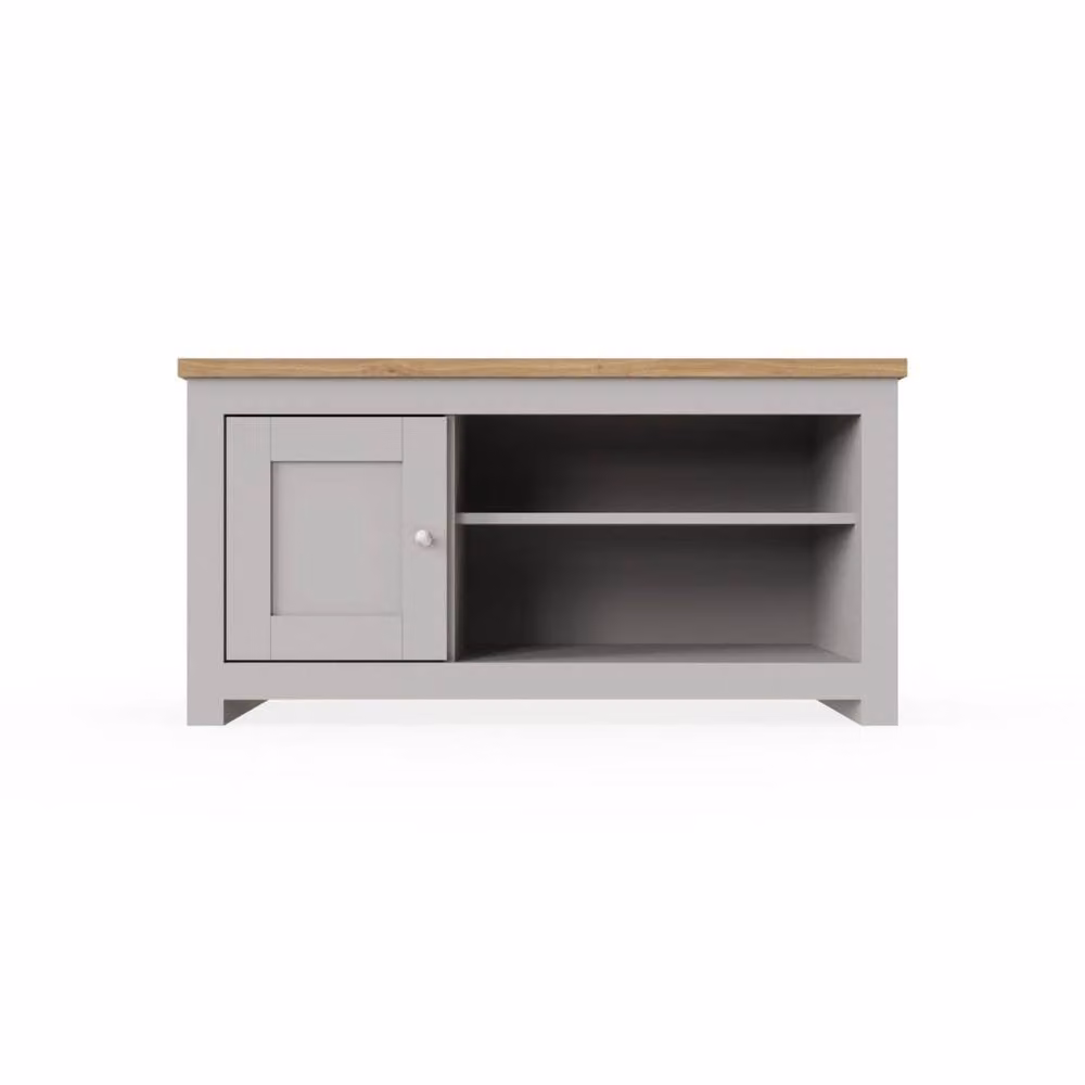 Timber Art Design Lisbon TV Unit Stand with 1 Door and Open Shelf in Light Grey – 2