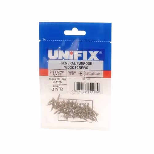 Unifix General Purpose Chippy Wood Screws with Pozidriv Countersunk Head, Galvanised Steel, 6.0 x 60 mm (Box of 125)