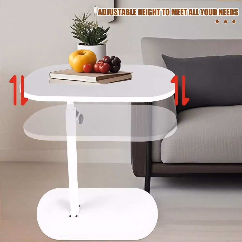 FORGEVIO Adjustable Height C Shaped Side Table in White – 4