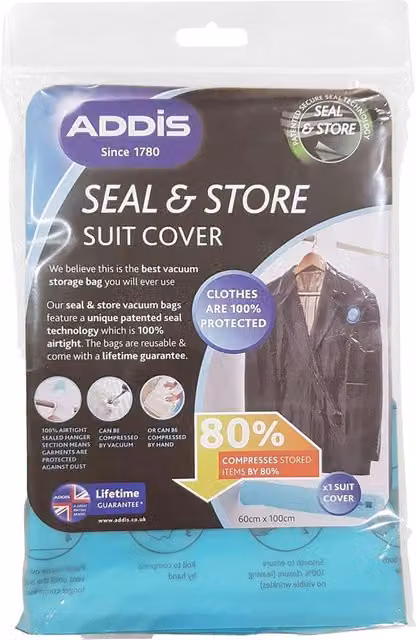 Addis Seal & Store Suit Cover in Transparent Plastic