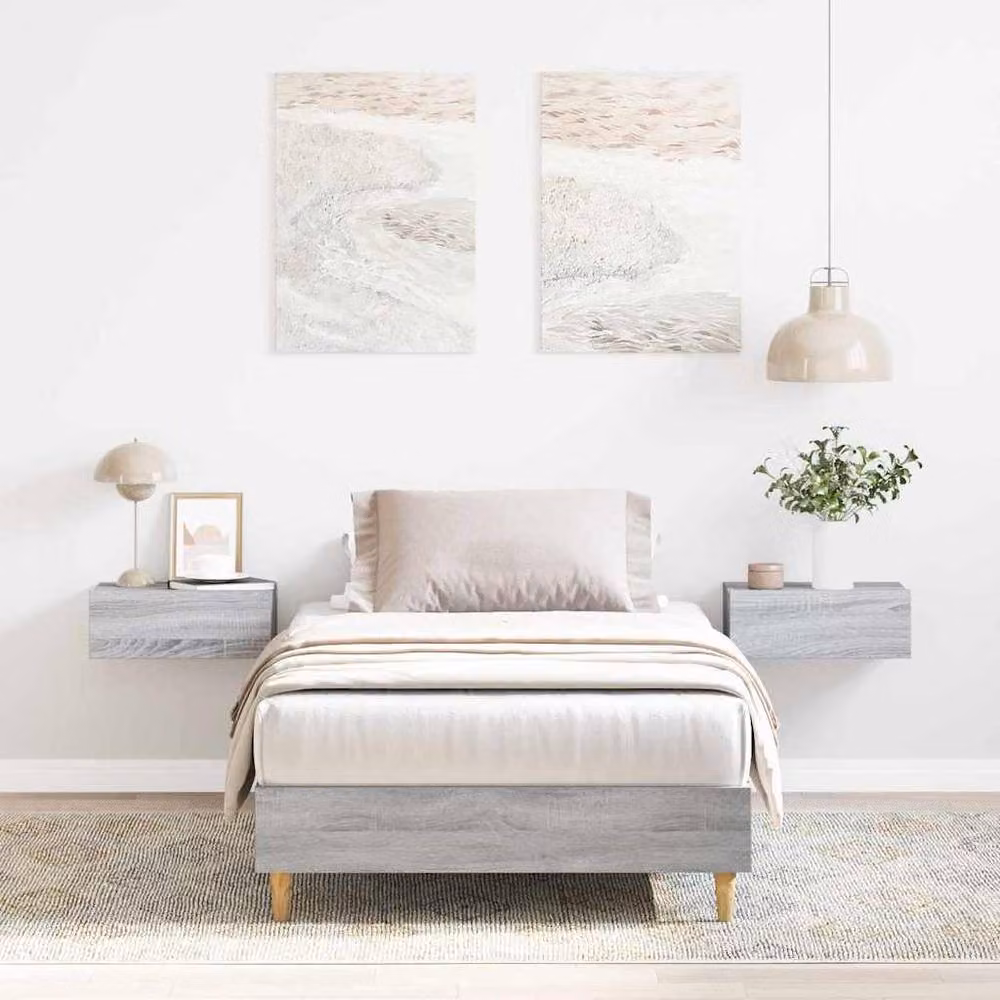 Berkfield Home Traditional Bed Frame in Grey Sonoma Engineered Wood, W/D/H: 90 x 200 cm – 2