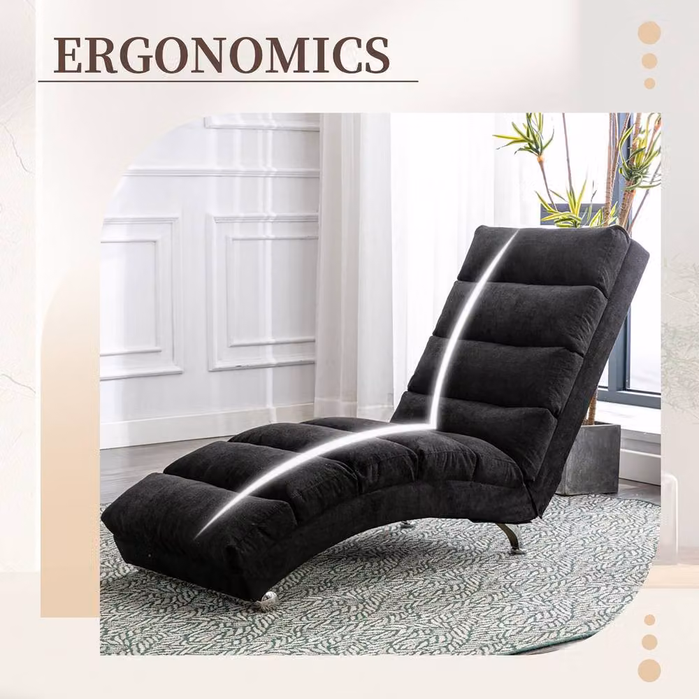 Matteo Modern Black Fabric Relaxation Chaise Lounge and Electromotive Recliner Chair – 3