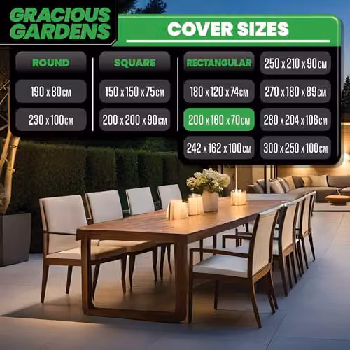 Gracious Gardens Waterproof Outdoor Patio Sofa Cover, Black Oxford Fabric and PVC, W/D/H: 160 x 160 x 70 cm – 4