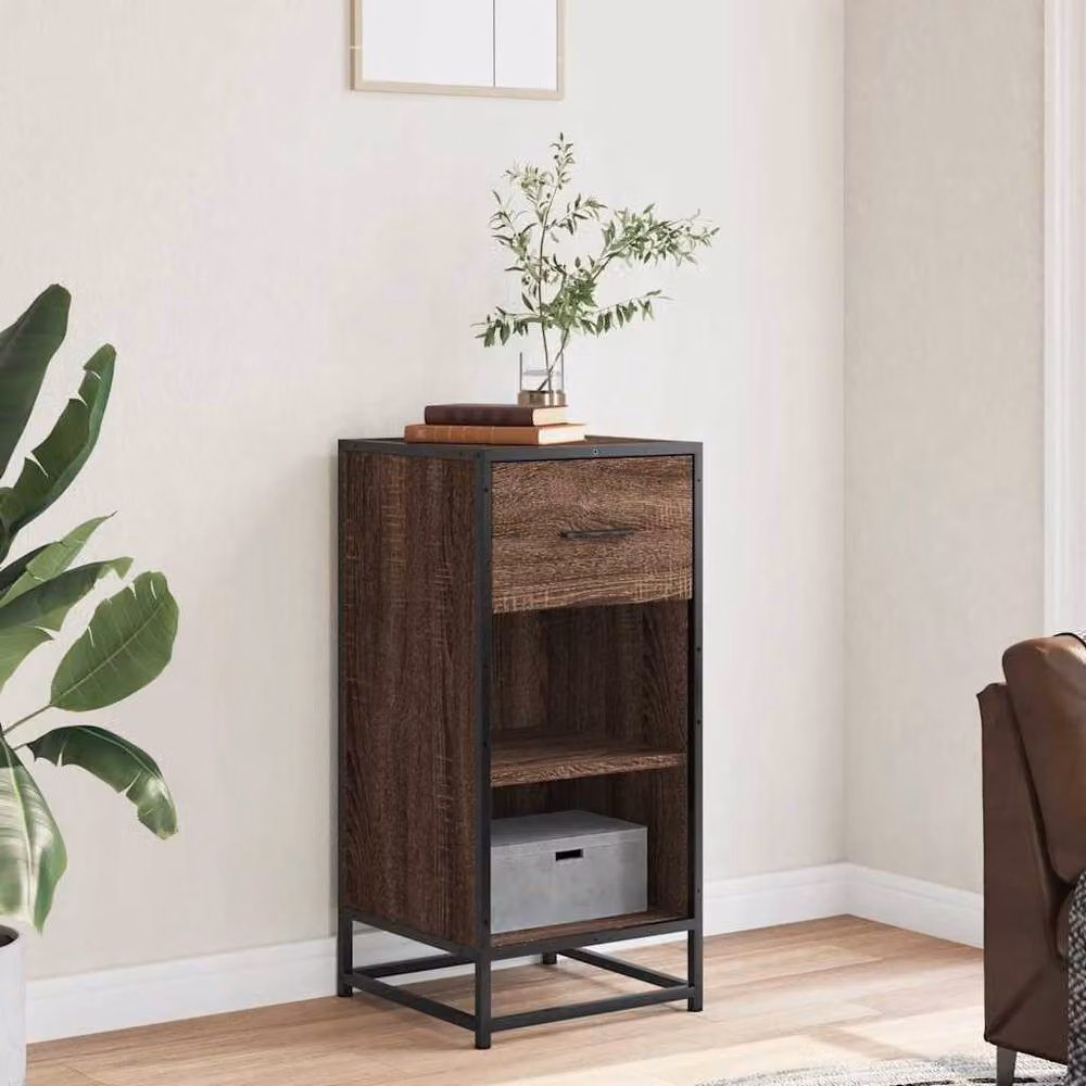Berkfield Home Industrial Sideboard in Brown Oak, W/D/H: 35.5 x 35.5 x 76 cm – 3