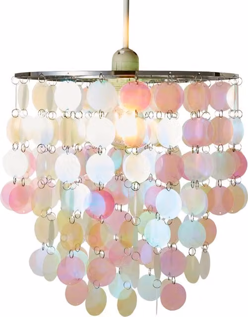 Litecraft Glow Iridescent Easy-Fit Cylinder Lampshade in Silver and Multicolour