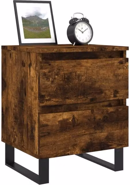 Berkfield Home Elegant Bedside Cabinet in Smoked Oak Brown, W/D/H: 40 x 35 x 50 cm