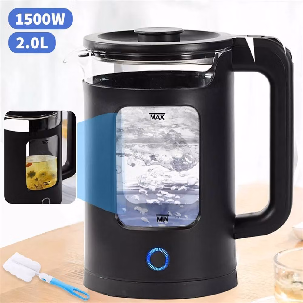 Kelvenix 1500W Glass Electric Kettle, 2L Fast Boil 360 LED Portable Jug in Black – 5