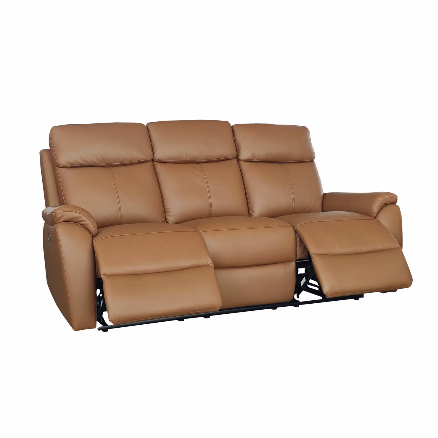 Aspire Kingsmere 3 Seater Power Recliner Sofa in Tan Real Leather with USB Charging – 2