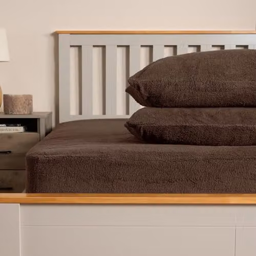 OHS Teddy Fleece Thermal Fitted King Size Bed Sheet in Brown, 180 x 200 cm – 3