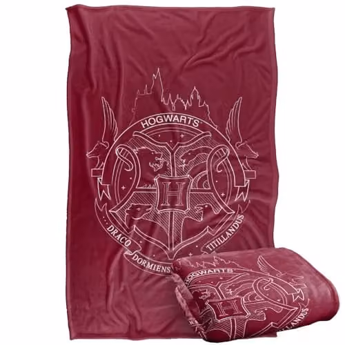 Warner Bros. Harry Potter Hogwarts Badge Super Soft Fleece Throw Blanket, Red/Multicolour, W: 91.44 cm x D: 147 cm – 1