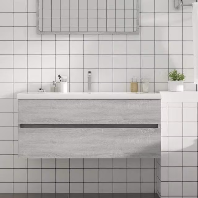 Berkfield Home Grey Sonoma Sink Cabinet, W: 100 cm, D: 38.5 cm, H: 45 cm – 1