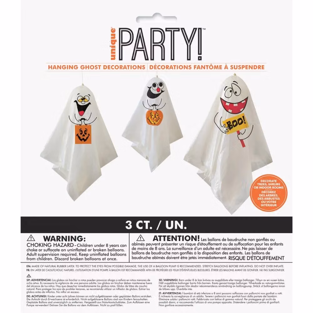 Garden Greatness Pack of 3 White Hanging Ghost Halloween Decorations – 2