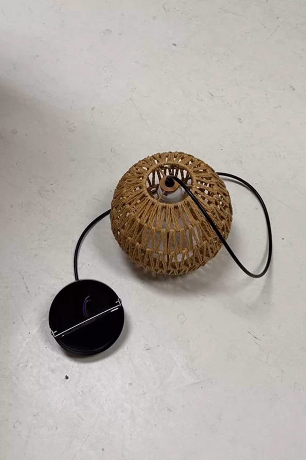 Living and Home E27 Vintage Hemp Rope Woven Sphere Pendant Light in Natural/Beige – 4