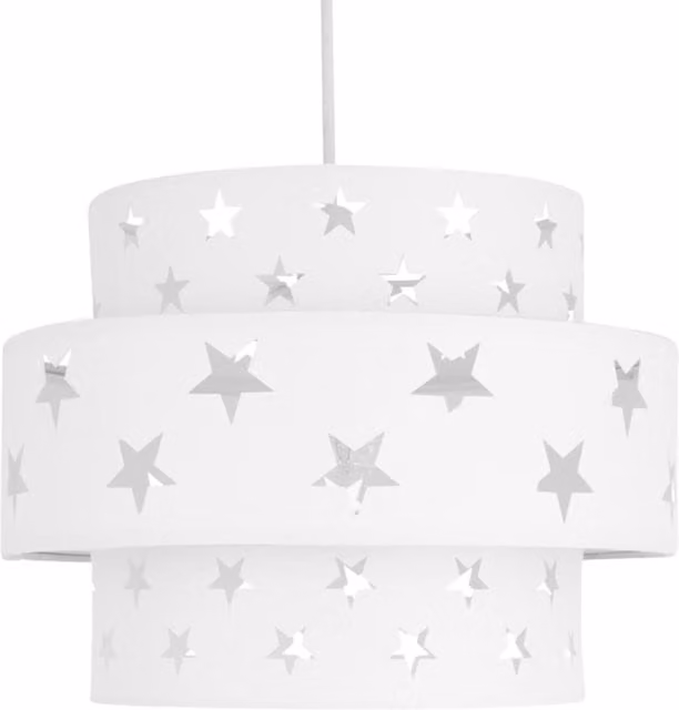 First Choice Lighting White Star Two Tier Fabric Light Shade – 1