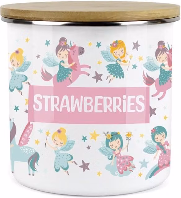 Purely Home Unicorn Fairies Childrens Mini Snack Pot in Pink and Multicolour Enamel Metal