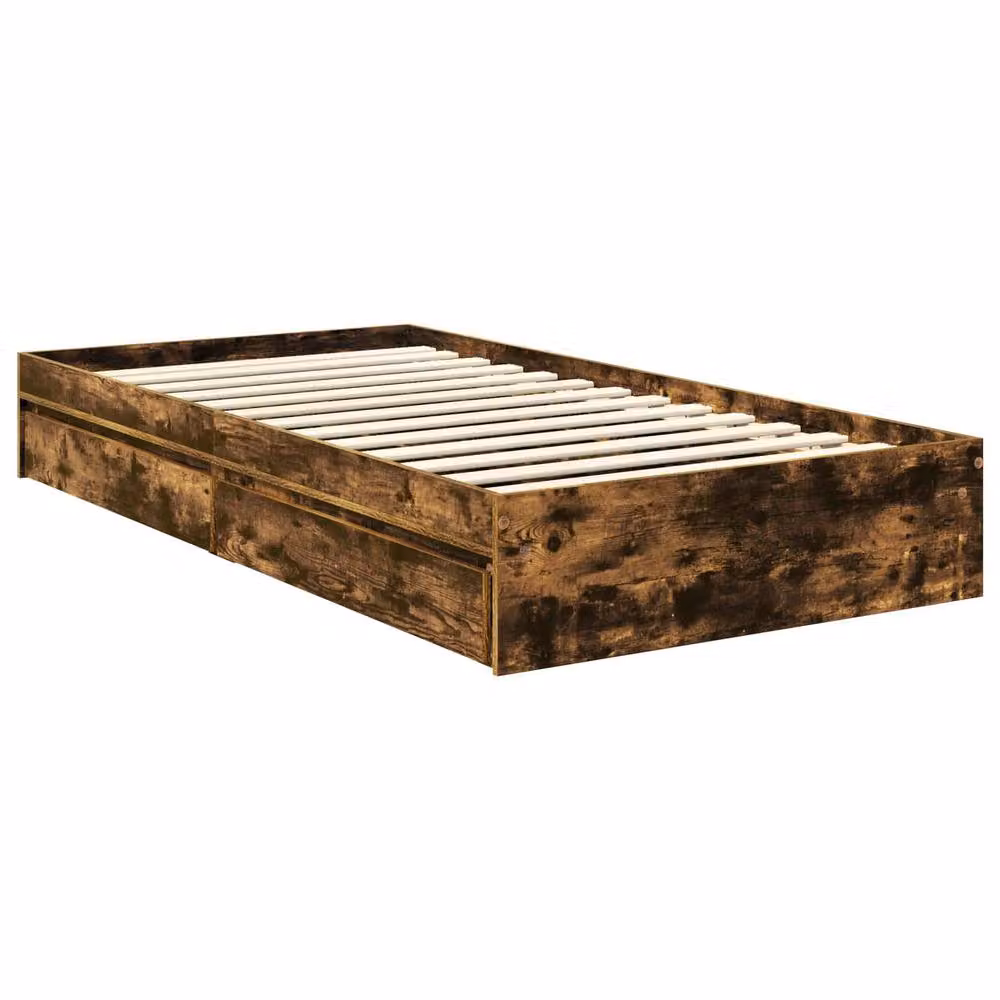 Berkfield Home Modern Storage Bed with Drawers in Smoked Oak Brown, W/D/H: 100 x 200 cm – 3