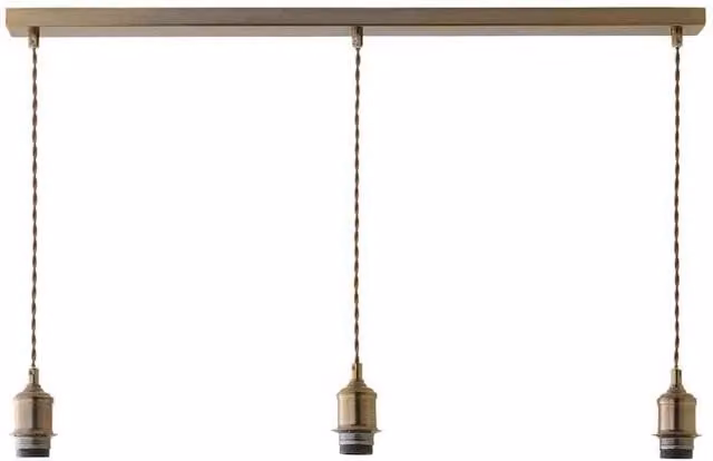 Shaw 3 Way Adjustable Drop Bar Pendant Ceiling Lampholder in Brushed Brass with E27 Socket