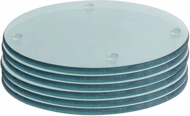 Havendro Set of 6 Round Transparent Glass Coasters, Diameter: 10 cm