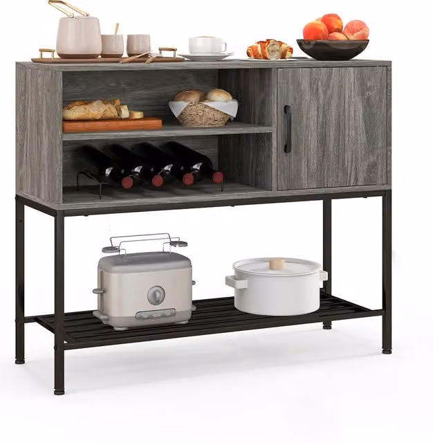 COSTWAY Industrial Kitchen Storage Cabinet Console Table in Grey