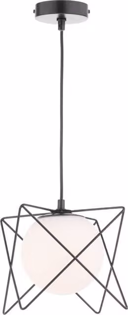 Dar DRE0122 Mid-Century Suspended Sphere Pendant Light in Black with Glass and Metal, Height Adjustable and Dimmable, H 120 cm x W 60 cm x D 60 cm
