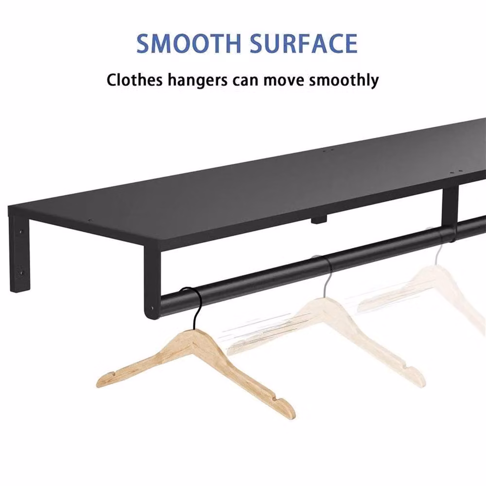 FORGEVIO Industrial Heavy Duty Wall Mounted Pipe Clothes Rail in Black, Width: 50 cm – 2