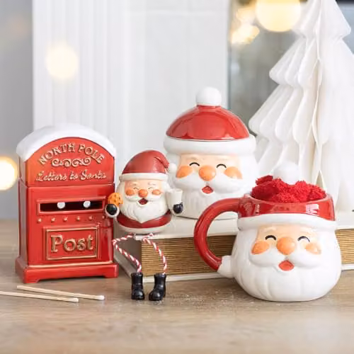 Something Different Wholesale Jolly Santa Christmas Ceramic Oil Burner and Wax Warmer in White and Multicolour, H 14.5 x W 11.5 x D 14.5 cm – 3