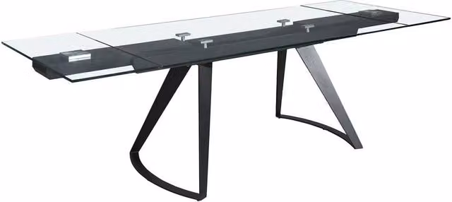 Angel Cerda Rectangular Extendable Dining Table with Black Transparent Tempered Glass, W/D/H: 180 x 100 x 75 cm