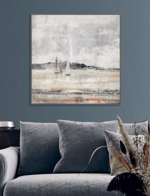 Gallery Direct Sea Spray Abstract Square Framed Art in Grey