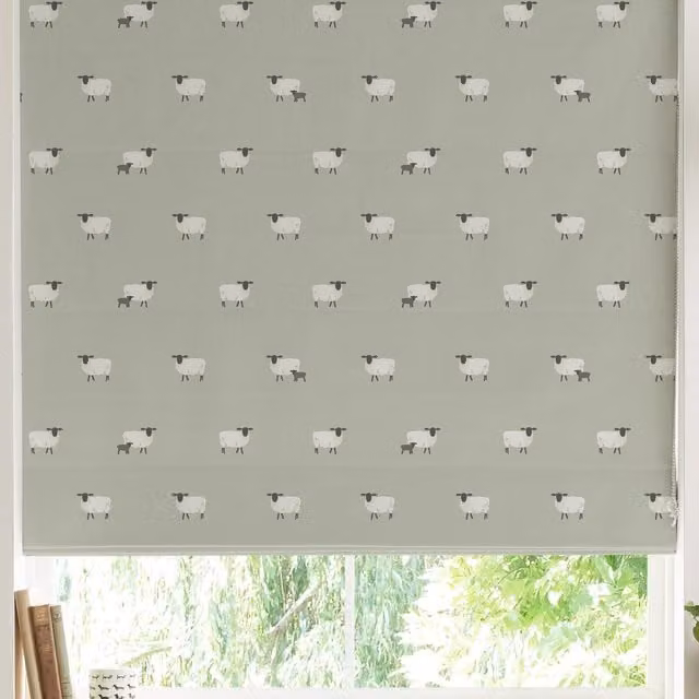 Sophie Allport Sheep Made to Measure Blackout Roman Blind in Sage Green