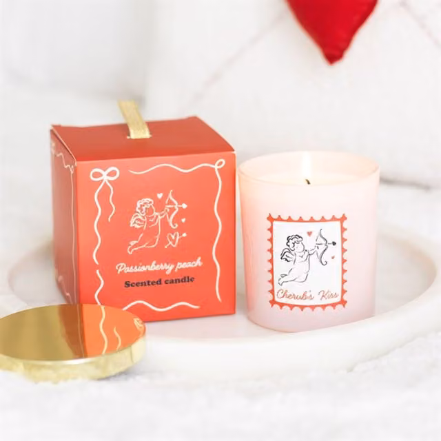 KDMK Passionberry Peach Scented Tabletop Candle in Pink and Gold