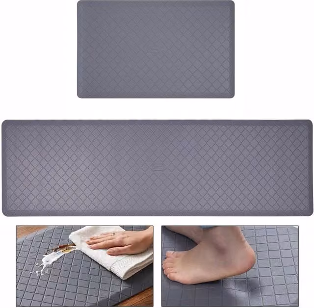 Pawnora Anti Fatigue Kitchen Mat in Grey, W: 67 cm x D: 127 cm Half Moon – 1