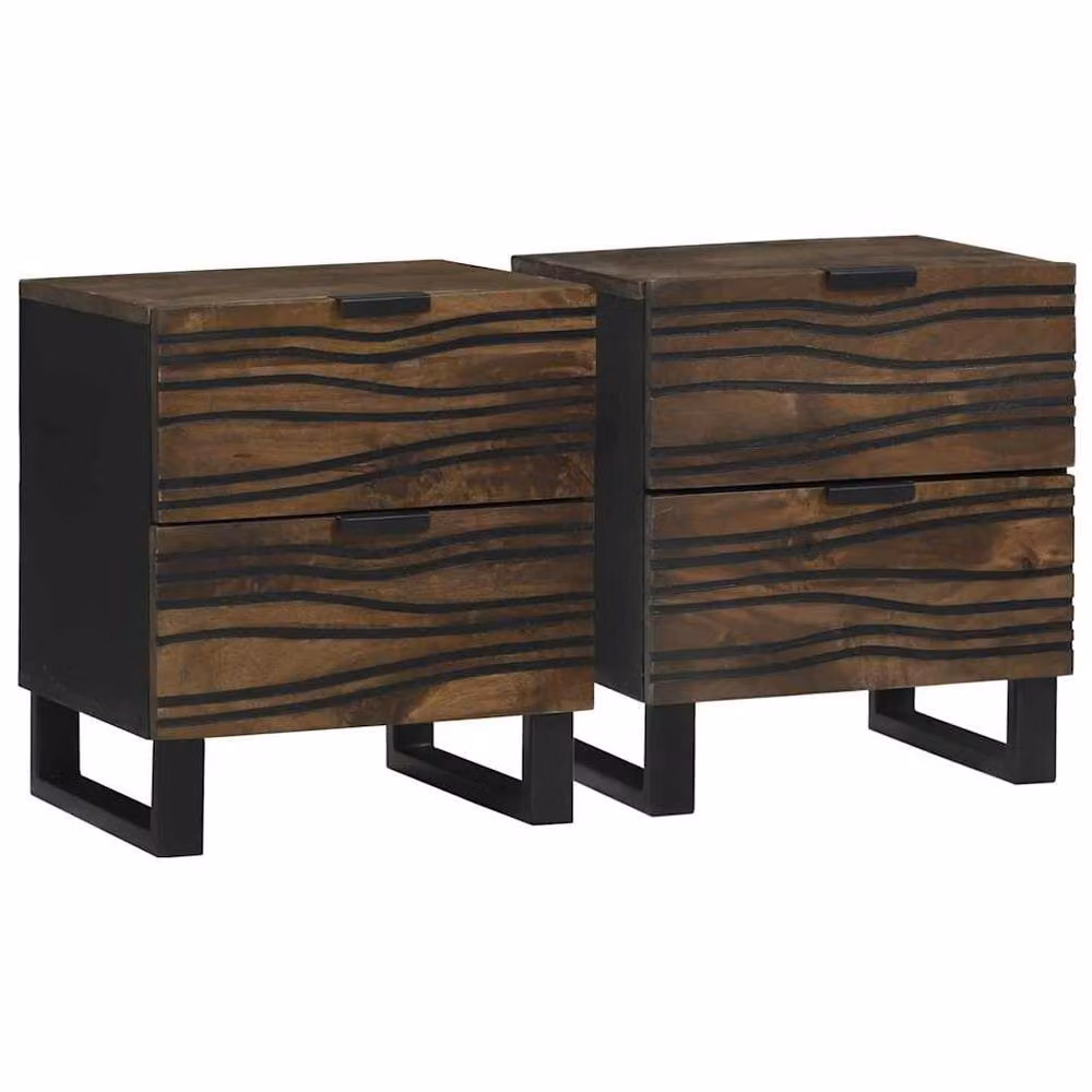 Berkfield Home Decorative Bedside Cabinets, 2 Piece Walnut Brown Wood Set, W/D/H: 40 x 33.5 x 46 cm – 2