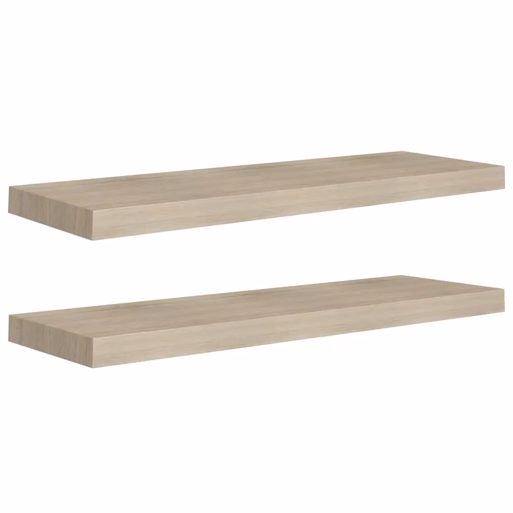 Berkfield Home Floating Wall Shelves, 2 Piece Oak MDF Set in Brown, W: 80 cm, D: 23.5 cm, H: 3.8 cm – 2
