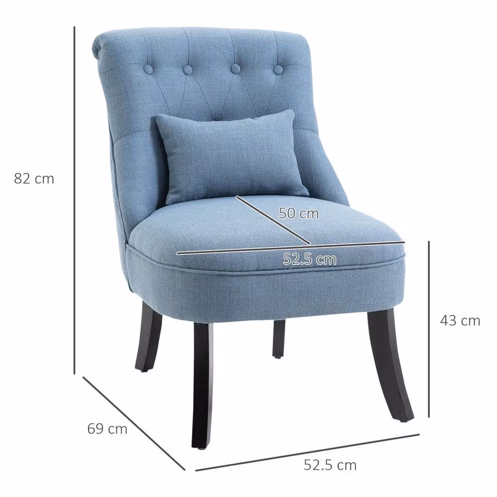 STILVORA Blue Fabric Tub Armchair with Metal and Rubberwood Frame – 2