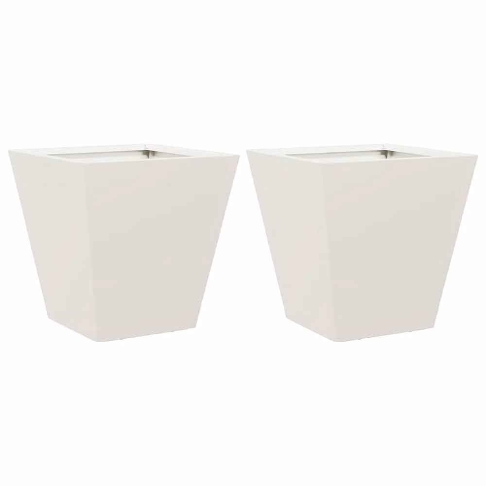 Berkfield Home Garden Steel Planter Tubs, White, 2 Pack, W/D/H: 30 x 30 x 30 cm – 2