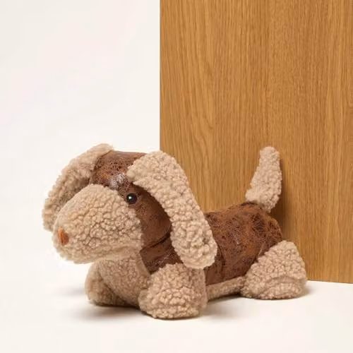 Homescapes Sausage Dog Fabric Door Stop in Beige and Brown – 3