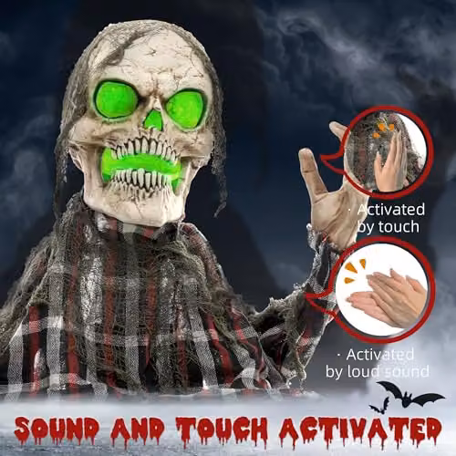 HOMCOM Groundbreaker Skeleton Halloween Animatronic Prop in Grey – 5