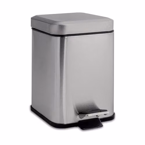 Harbour Housewares 3L Square Stainless Steel Pedal Bin in Silver with Removable Inner Bucket