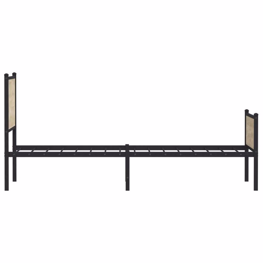 Berkfield Home Metal and Wood Single Bed Frame in Sonoma Oak and Light Brown, W/D/H: 90 x 190 cm – 4
