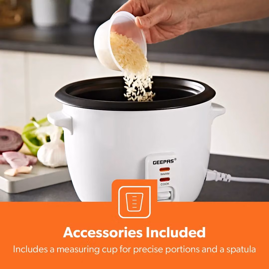 Geepas 1L Rice Cooker and Steamer with Keep Warm Function in White – 6
