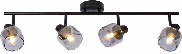Lucide BJORN Dimmable and Adjustable Modern Ceiling Spotlight Bar in Black with 4 x E14 Sockets