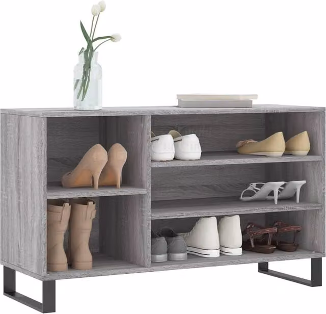 Berkfield Home Modern Grey Sonoma Shoe Cabinet with Hinged Doors, W/D/H: 102 x 36 x 60 cm – 1