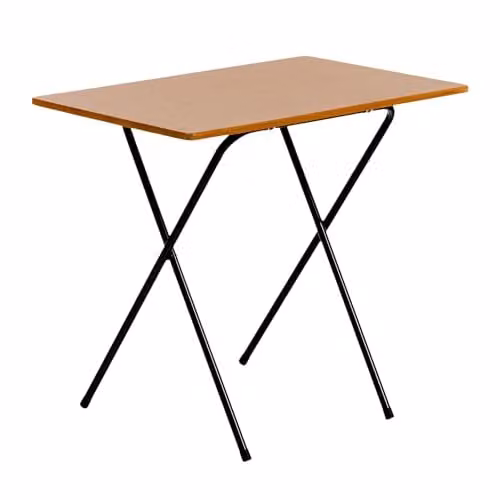 Harbour Housewares Wooden Folding Computer Desk with Black Frame and Brown Top