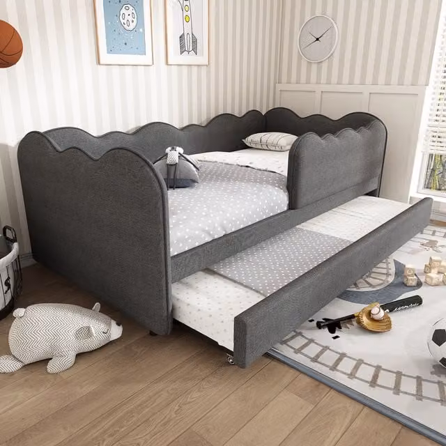 Tokpiedi Modern Cloud-Shaped Childrens Daybed in Grey