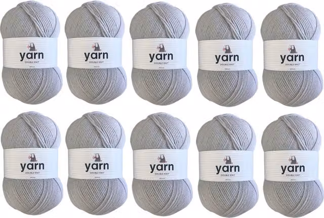 Korbond Yarn, Light Grey, 10 x 100g Pack