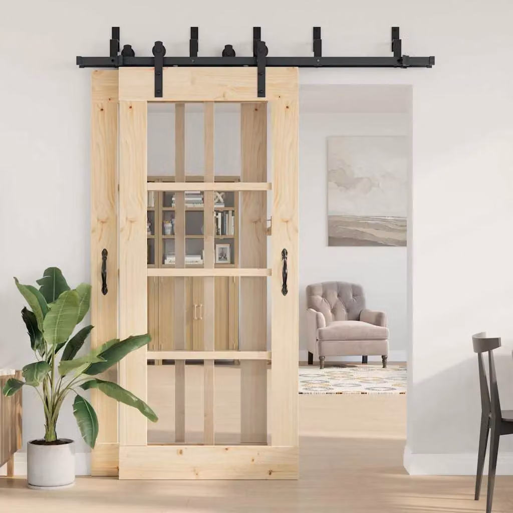 Berkfield Home Sliding Door Hardware Kit, Black Steel, 183 cm – 2