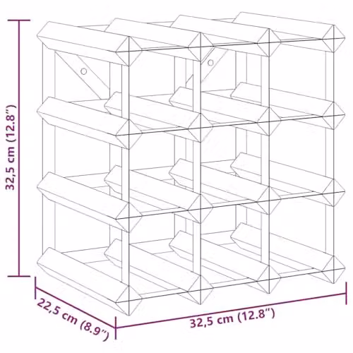 vidaXL Brown Solid Wood Pine Wine Rack for 12 Bottles – 3