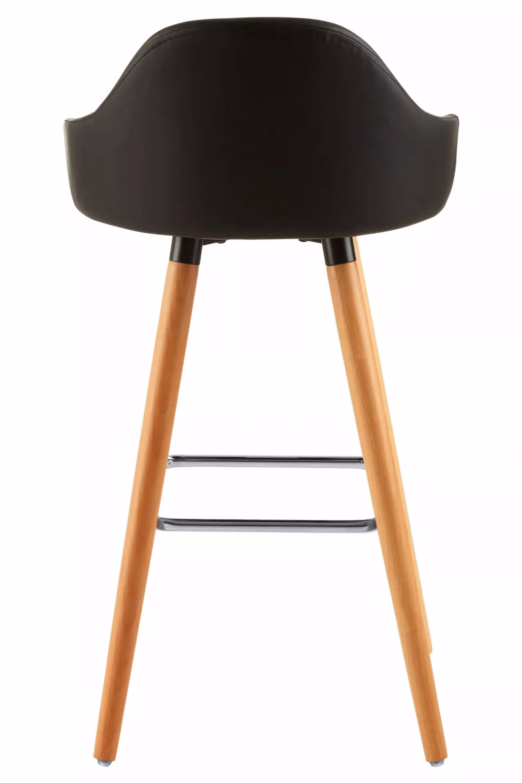 Orsina Black Faux Leather Curved Backrest Bar Stool with Beech Wood and Metal Legs – 2