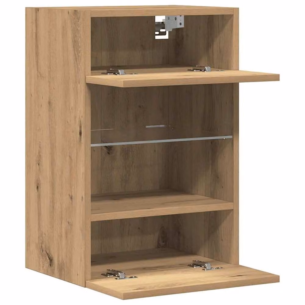 Berkfield Home Artisan Oak TV Wall Cabinets with LED Lights, 2 Piece Set, Brown, W: 40 cm, D: 30 cm, H: 60.5 cm – 3
