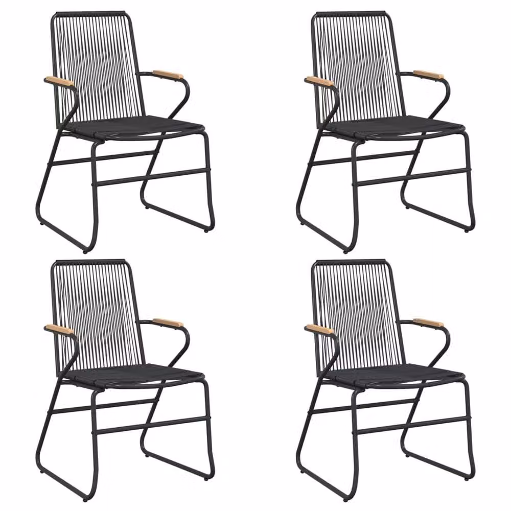 Berkfield Home 5 Piece Modern Garden Dining Set in Black PVC Rattan with Glass Top and Powder Coated Steel Frame – 4